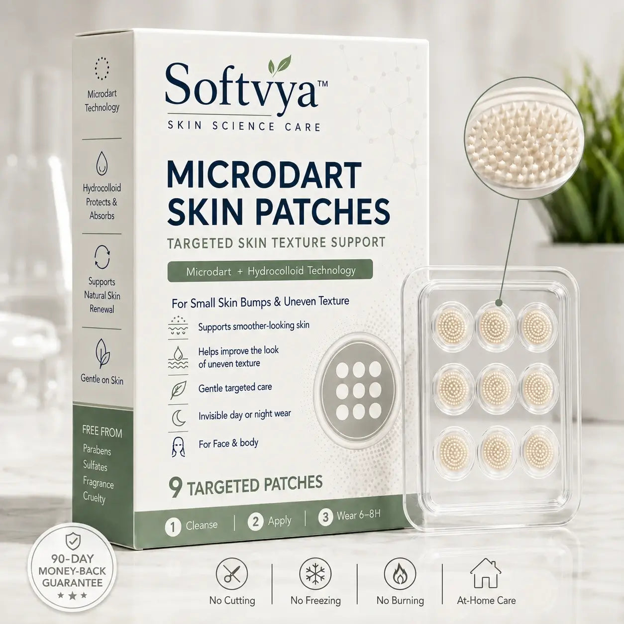 Softvya®2-in-1 Microneedle & Hydrocolloid Patch🍀| Removes Raised Moles, Acne, Flat Warts & Skin Tags | Helps Improve Wrinkles, Scars & Blemishes | Invisible Patches for Face & Body