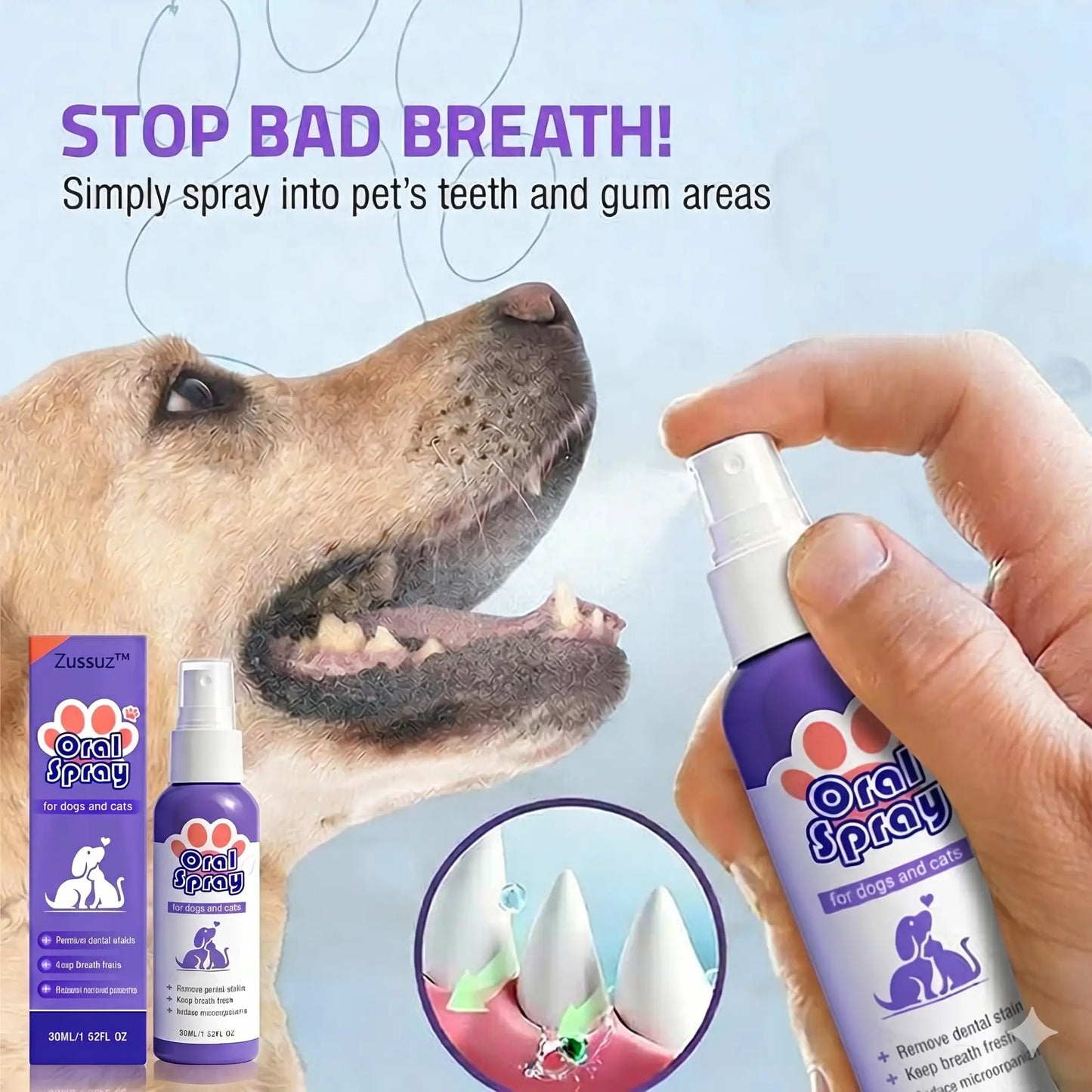 Softvya™ Advanced Pet Oral Spray | Instant Fresh Breath, Target Tartar & Support Healthy Gums 🦷✨